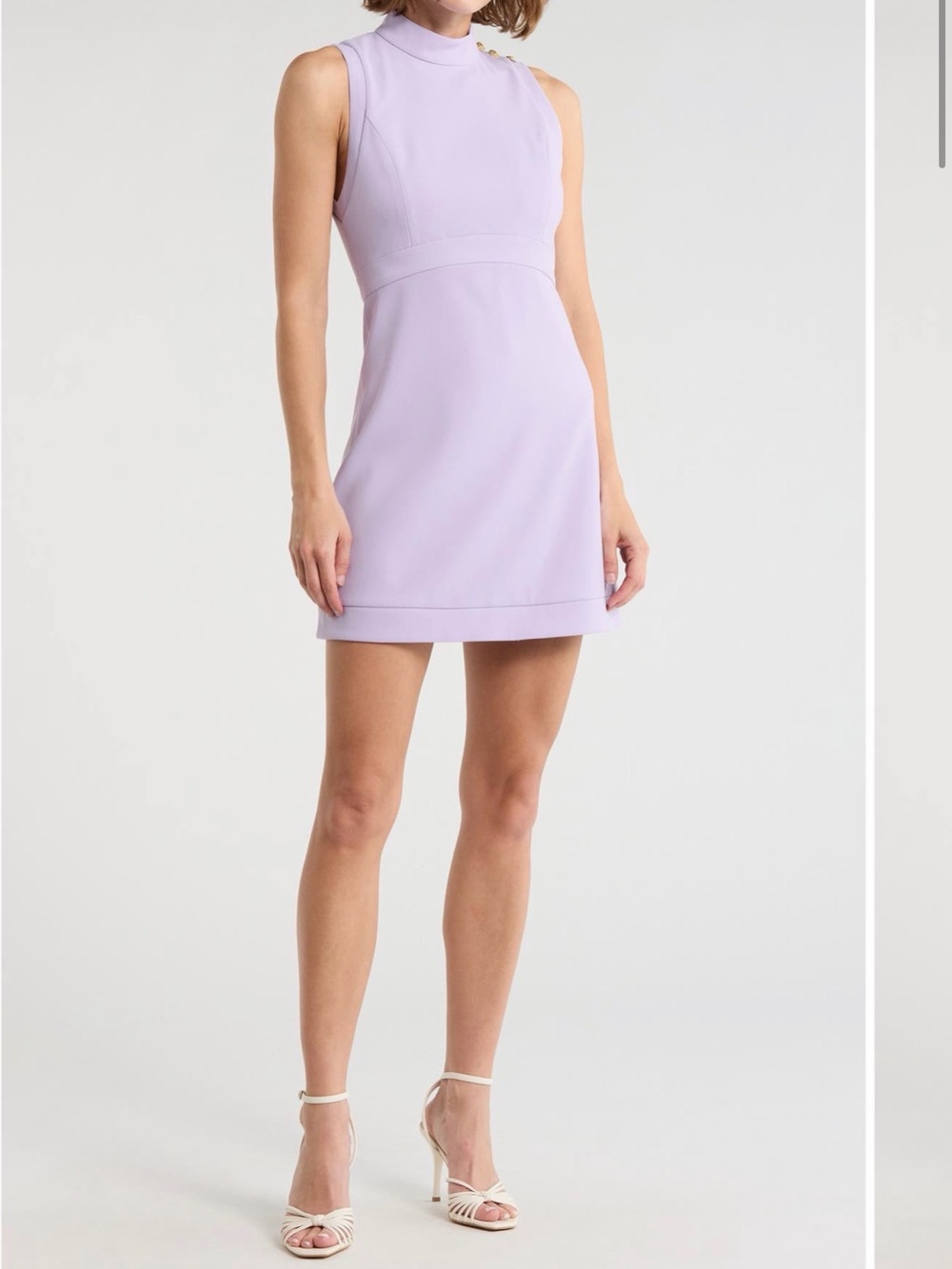 Alice + Olivia Sleeveless High-Neck Lilac Mini Dress